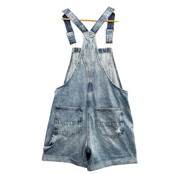 Lucky Brand 90s Distressed Carpenter Denim Blue Jean Overall Shortalls Women XS - Picture 4 of 8